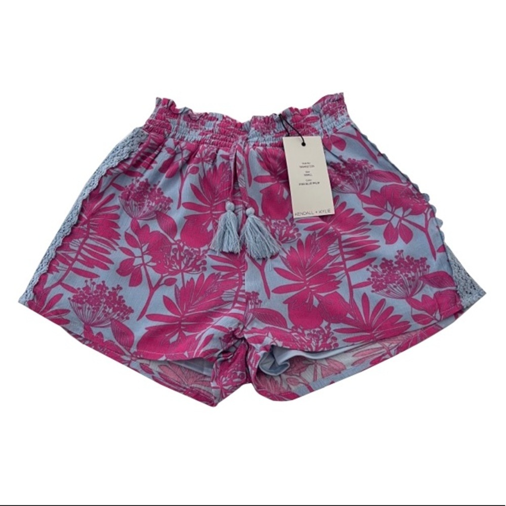 Kendall + Kylie Magenta and Lavender‎ Floral Pull on Shorts